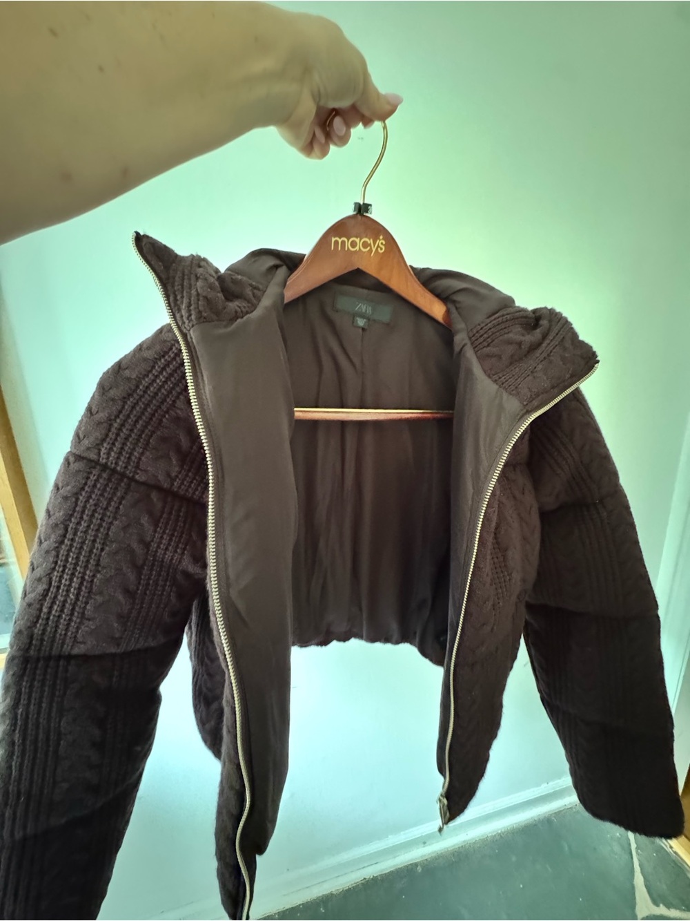 Zara Brown Cropped Bomber Jacket